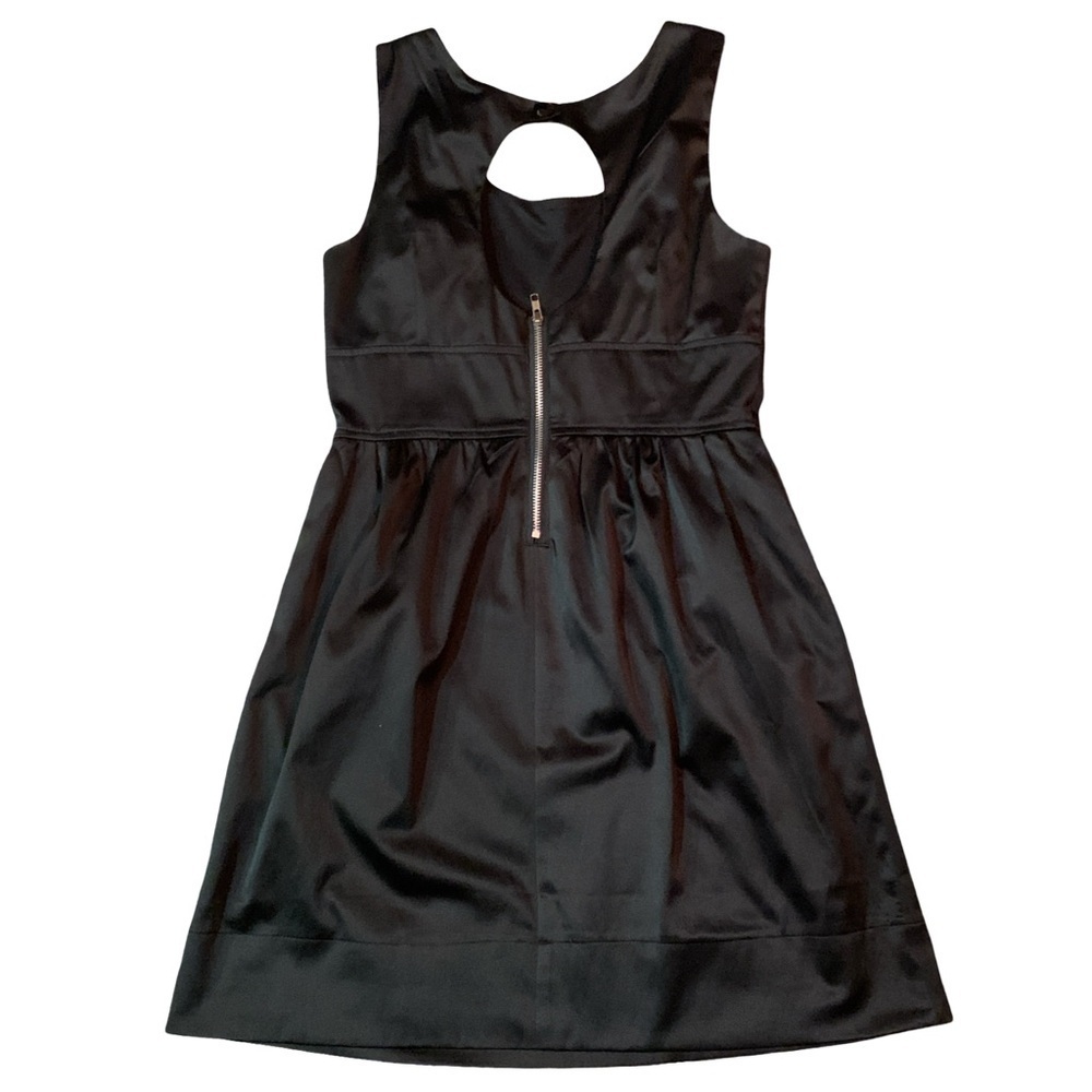 Y2k true vintage Charlotte Russe L Black A Line Satin Mini Dress W/Back Zipper - Picture 2 of 5